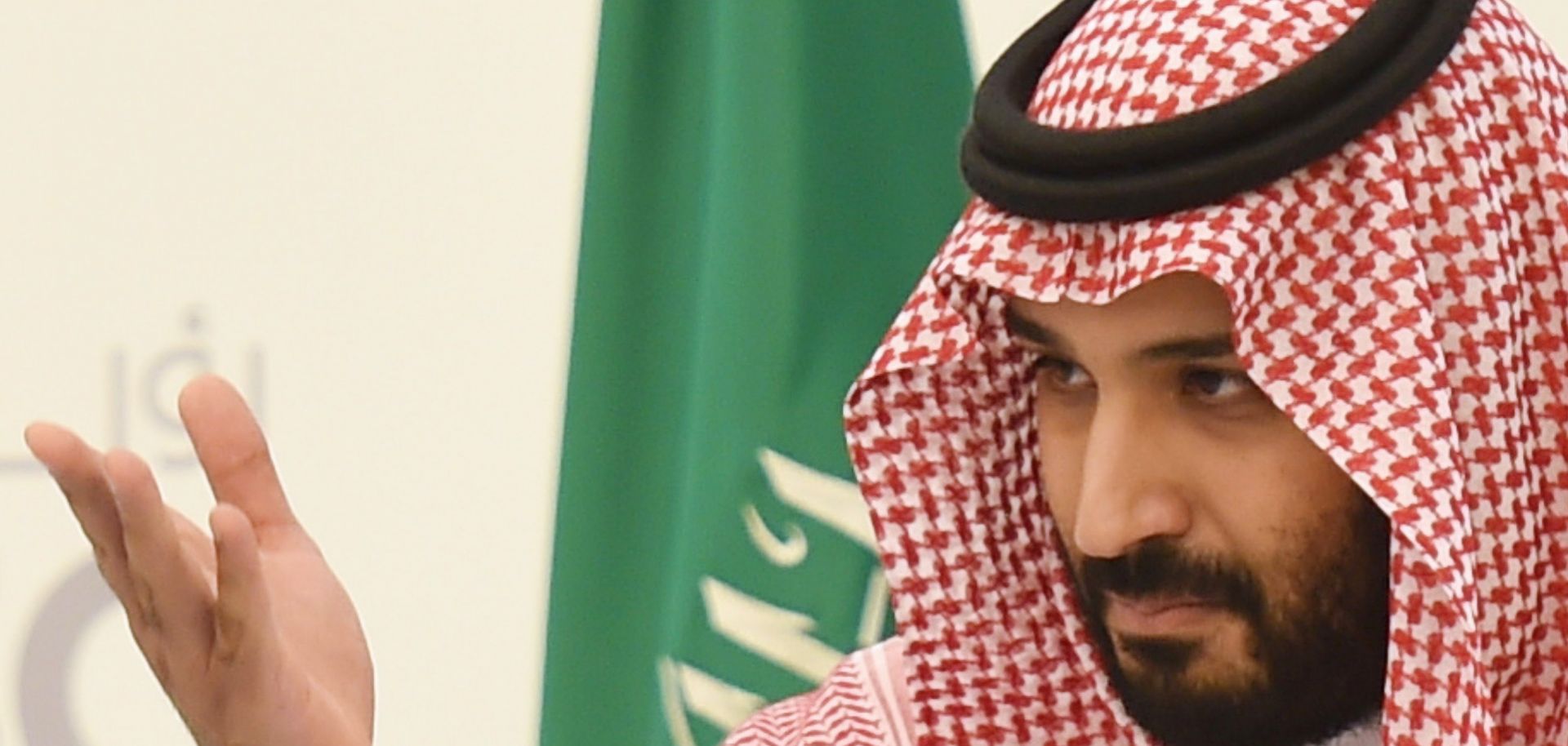 Saudi Deputy Crown Prince Mohammed bin Salman gestures during his press conference in Riyadh on April 25.