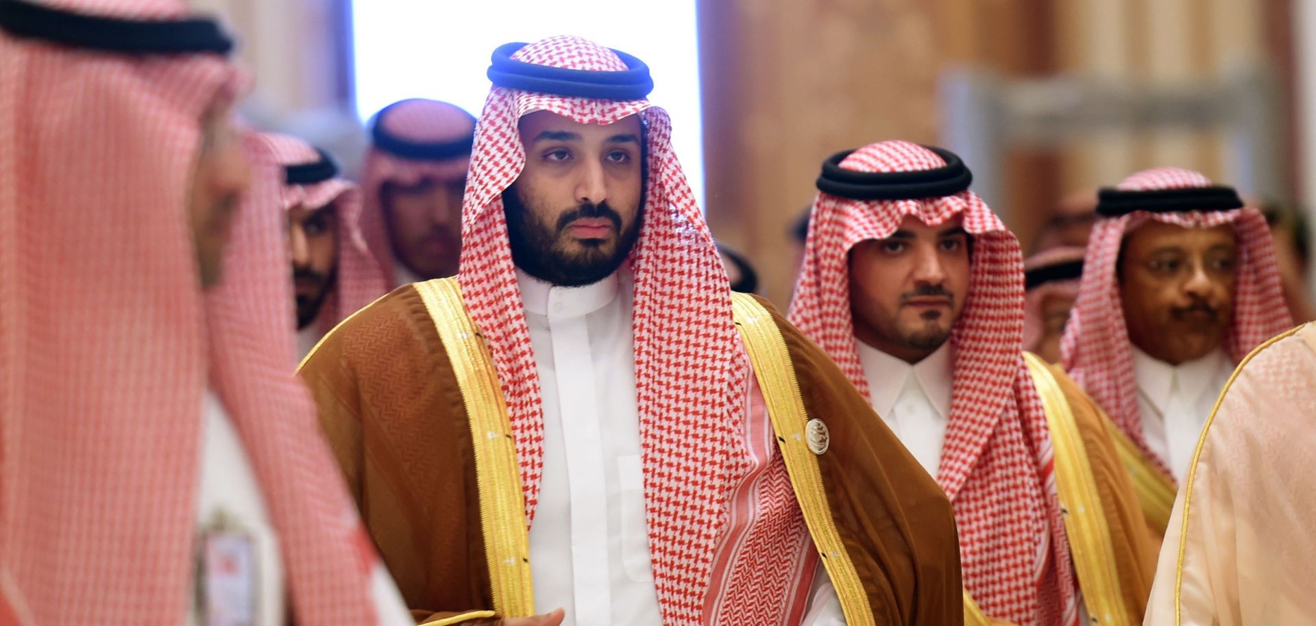 Saudi Defense Minister Mohammed bin Salman (C) attends a summit in Riyadh in 2015.