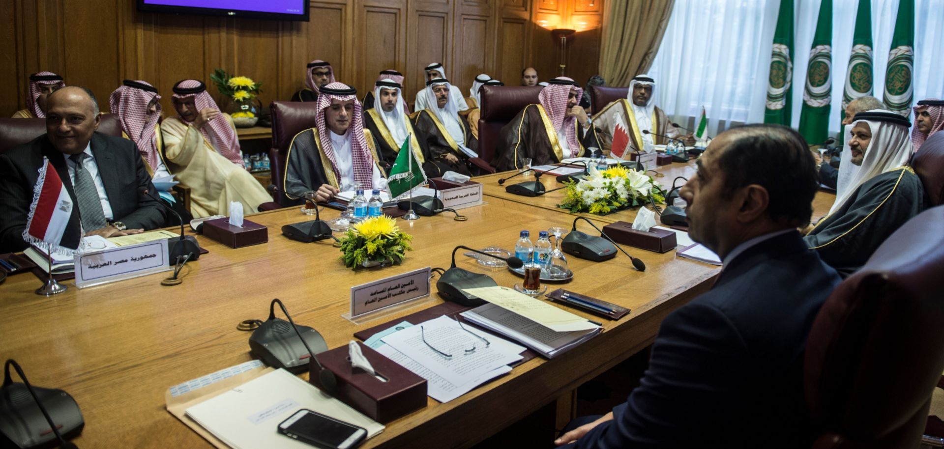 Saudi, Egyptian and Emirati officials convene in Cairo for a meeting Nov. 19 at the Arab League headquarters.