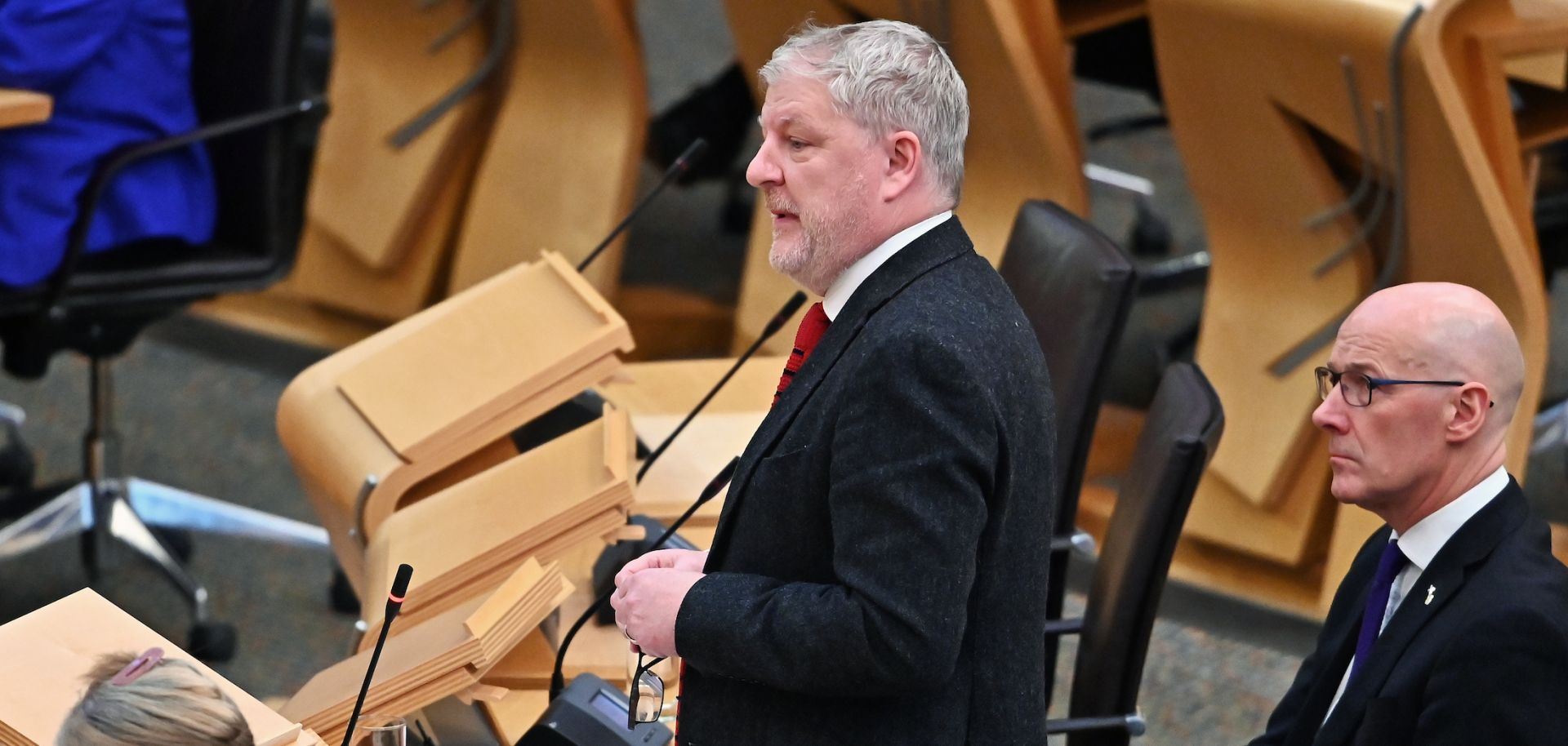 Constitution Secretary Angus Robertson speaks during a session in the Scottish Parliament in Edinburgh on Nov. 23, 2022, after the U.K. Supreme Court ruled that Scotland does not have the right to hold another independence referendum without the consent of the U.K. government. 