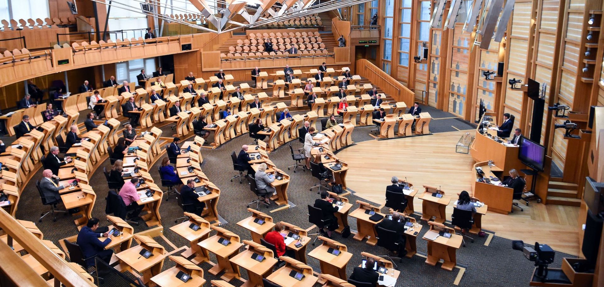 First Minister of Scotland Nicola Sturgeon delivers a speech to the Scottish Parliament in Edinburgh on Sept. 1, 2020.