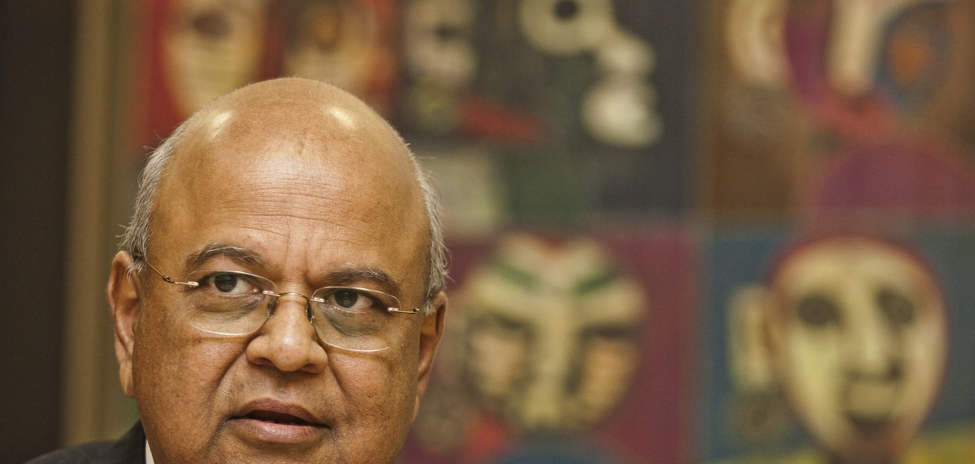 South Africa Minister of Finances Pravin Gordhan, addresses the media.