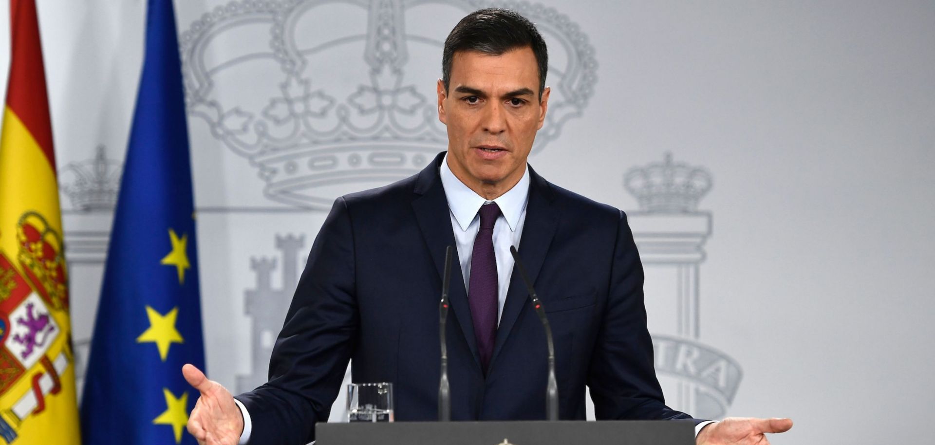 Spanish Prime Minister Pedro Sanchez discusses his government's decision to call early elections in April after a Cabinet meeting in Madrid on Feb. 15, 2019.