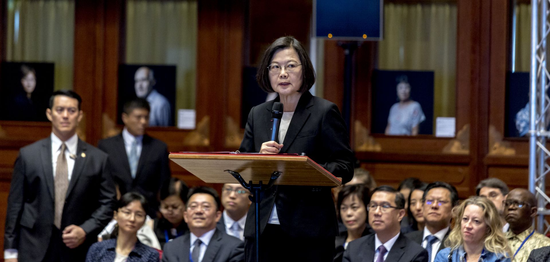 Taiwanese President Tsai Ing-wen speaks during the opening ceremony of the congress of the International Federation of Human Rights in Taipei, Taiwan, on Oct. 21, 2019.