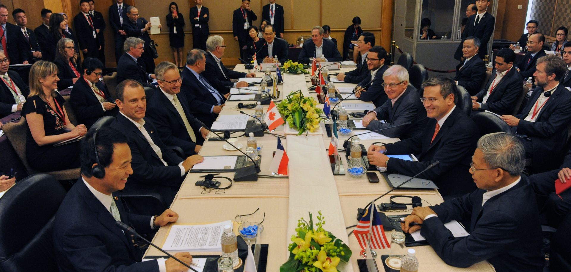Trade ministers and representatives attend a meeting on the Trans-Pacific Partnership (TPP) in Singapore.