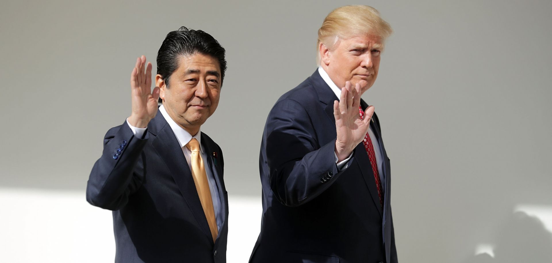 U.S. President Donald Trump and Japanese Prime Minister Shinzo Abe during Abe's Feb. 10, 2017, visit to the White House.