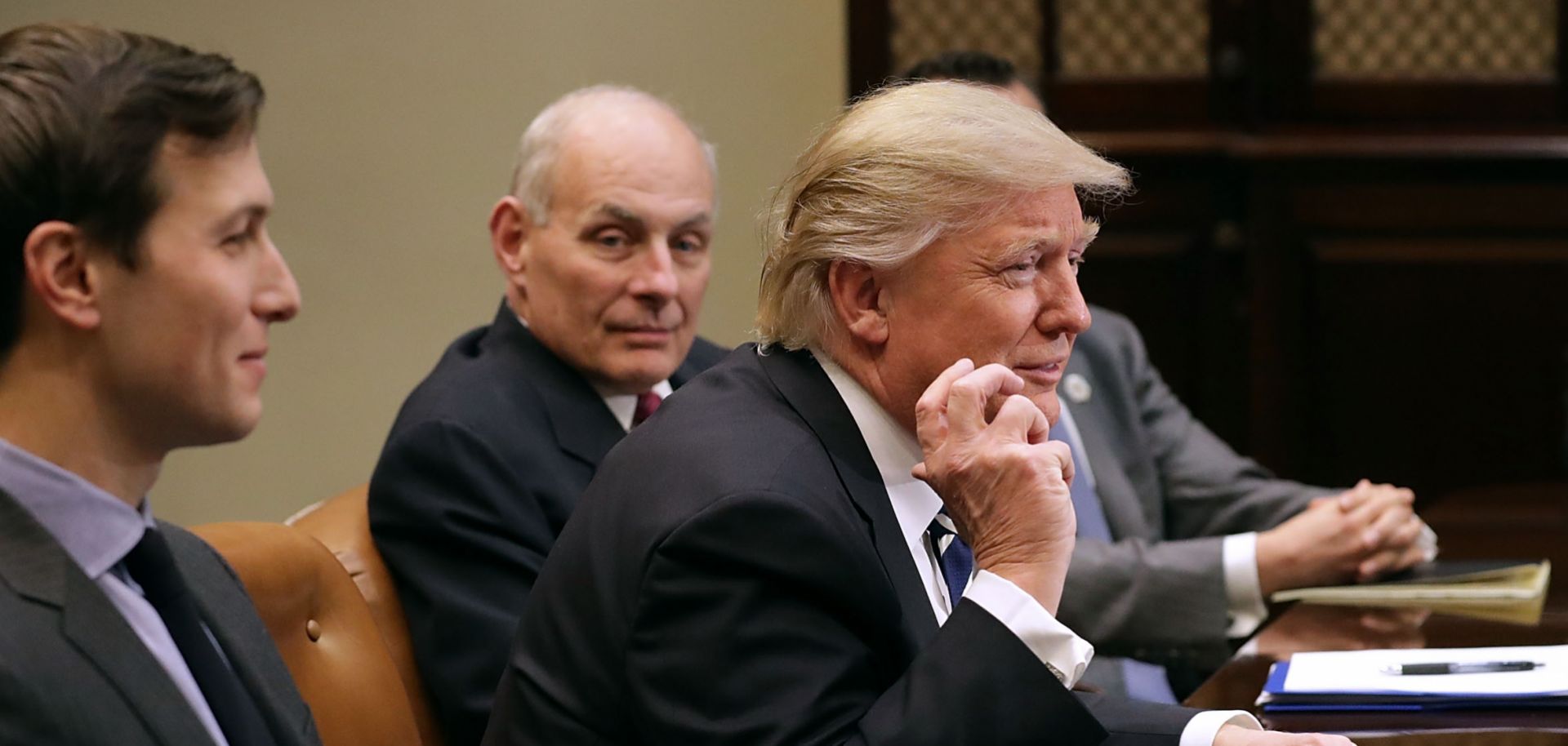 U.S. President Donald Trump speaks during a Jan. 31, 2017, White House meeting with cybersecurity experts.