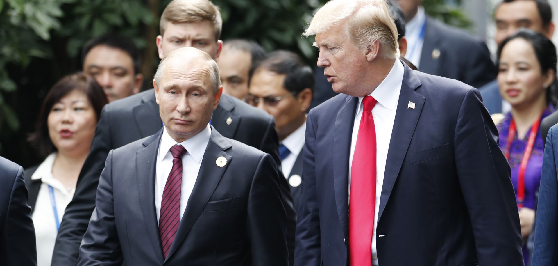 After leaving a NATO summit, U.S. President Donald Trump (right) is scheduled to meet with Russian President Vladimir Putin in Helsinki.