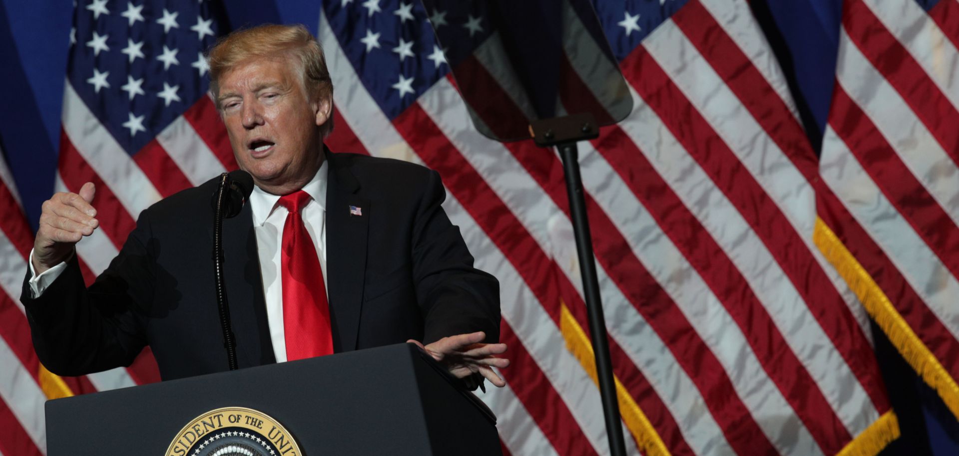 U.S. President Donald Trump addresses the National Association of Realtors in Washington on May 17, 2019.