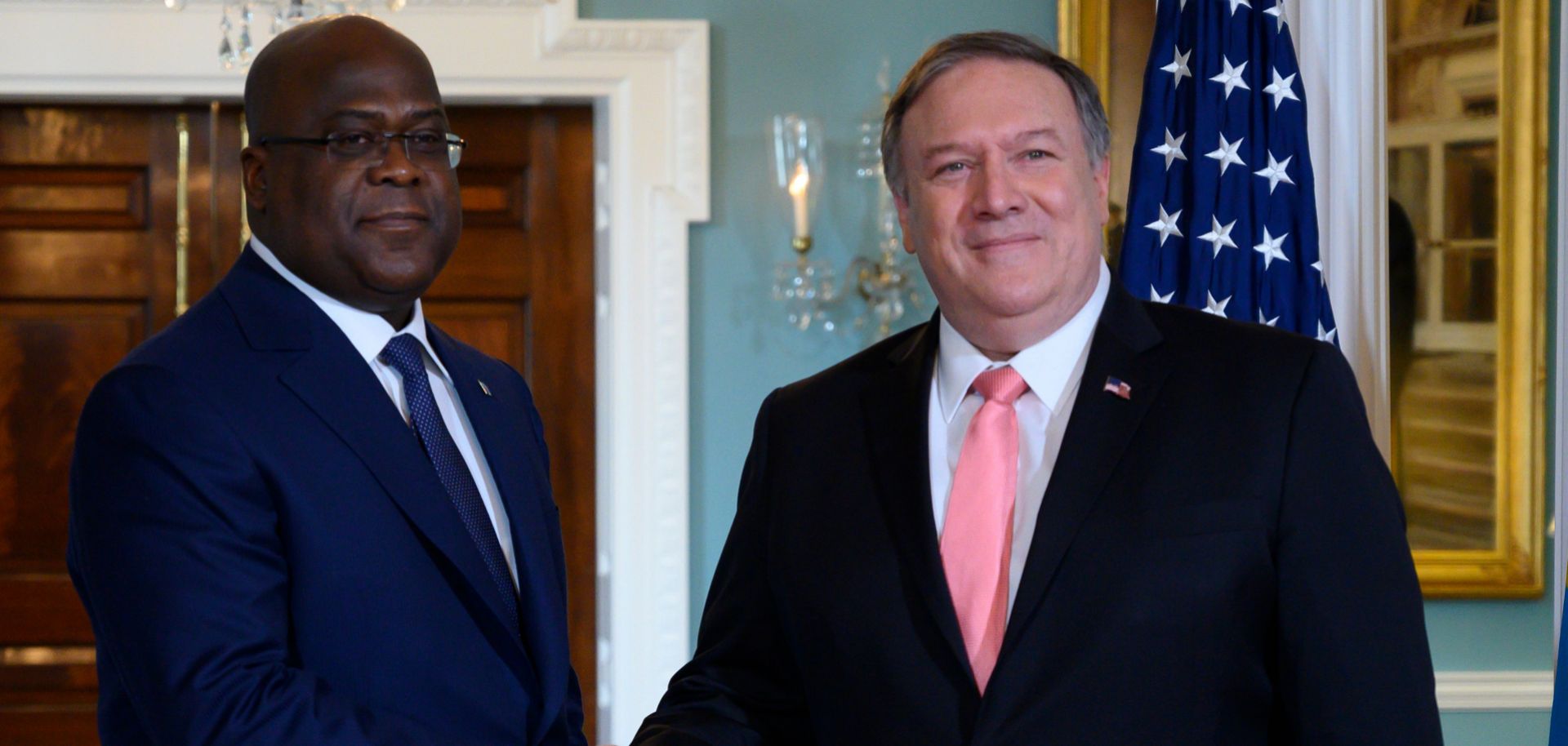 U.S. Secretary of State Mike Pompeo and Democratic Republic of the Congo President Felix Tshisekedi meet in Washington on April 3, 2019.