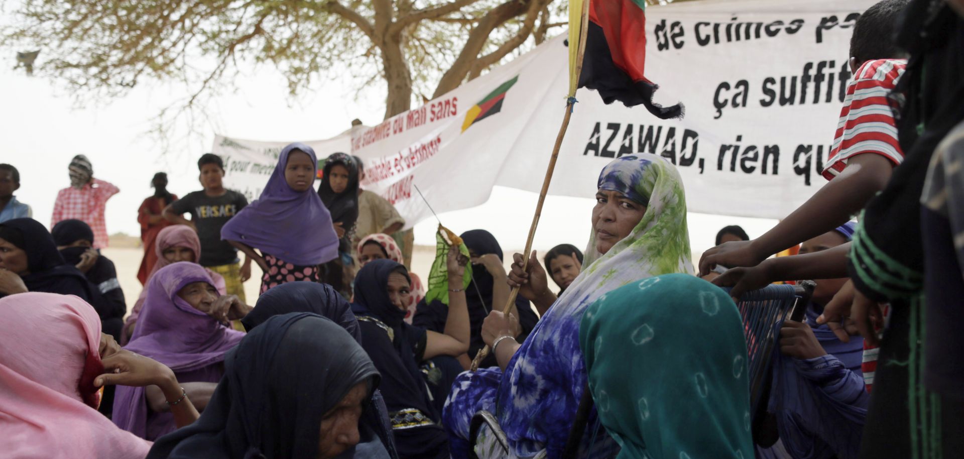 Tuaregs women gather to take part in a demonstration.
