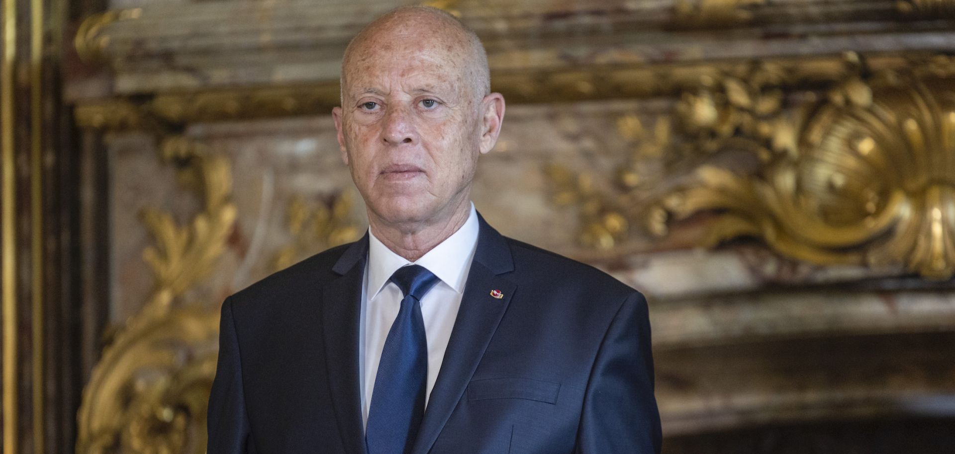 Tunisian President Kais Saied is seen at Belgium’s Royal Palace in Brussels on June 3, 2021. 