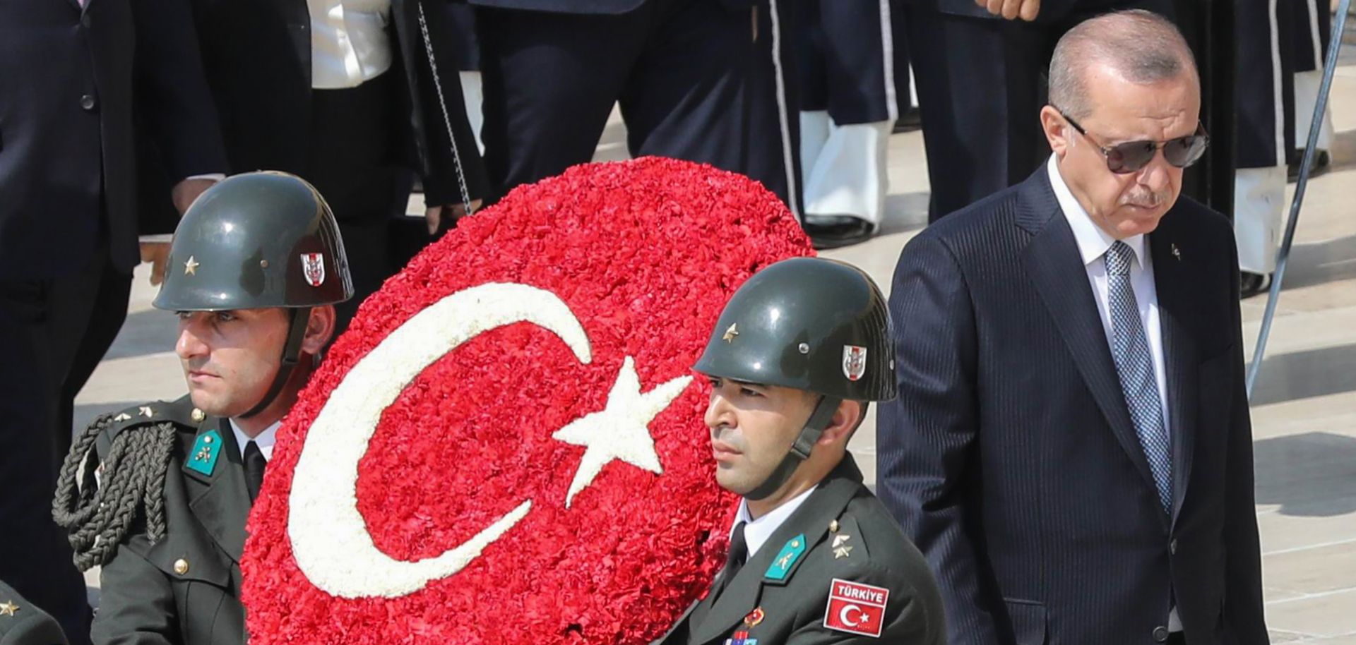 Turkish President Recep Tayyip Erdogan visits the tomb of modern Turkey's founder, Mustafa Kemal Ataturk, to commemorate the 96th anniversary of the country's independence.