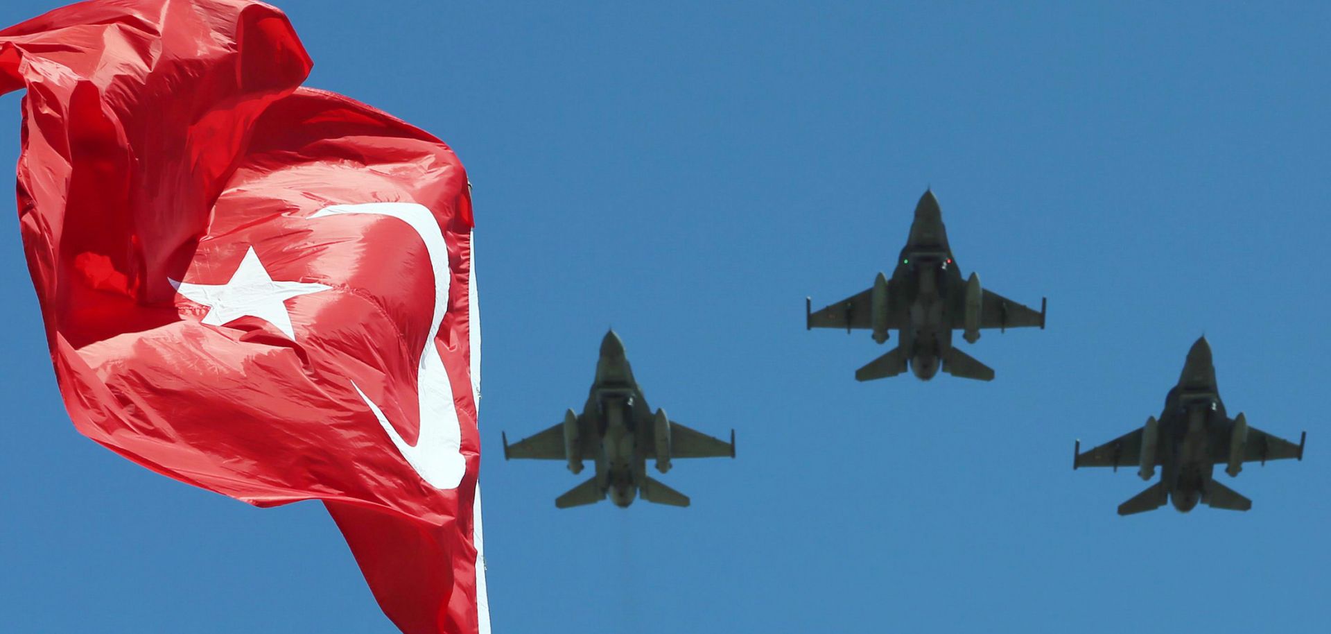 The Turkish Stars, the aerobatic demonstration team of the Turkish Air Force and the national aerobatics team of Turkey, perform Aug. 30, 2015, during the ceremony marking the 93rd anniversary of Victory Day, at Anitkabir, Ataturk's mausoleum, in Ankara.