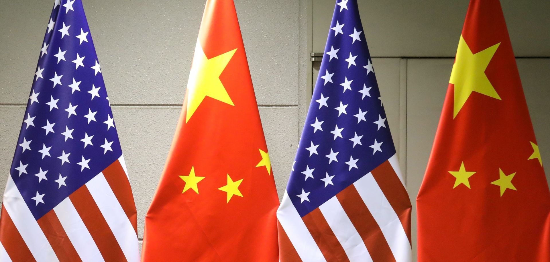 The national flags of China and the United States.