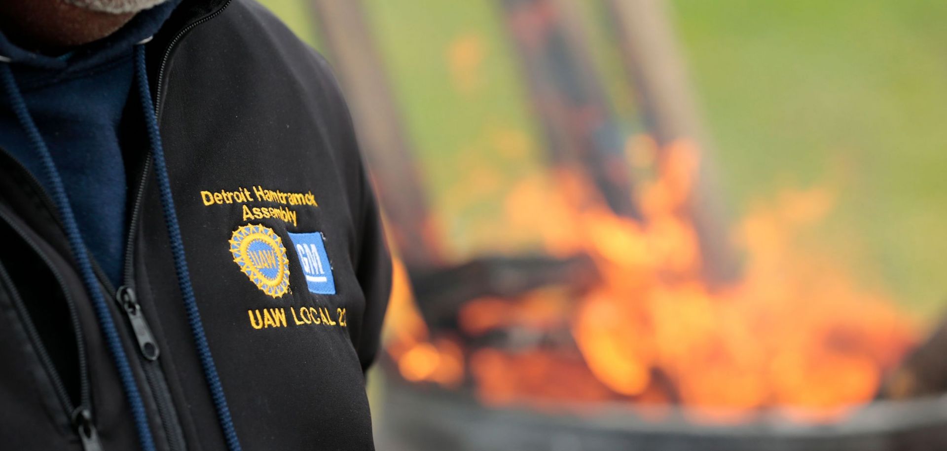 UAW members striking Oct. 25, 2019, outside the GM Detroit-Hamtramck Assembly plant in Detroit.