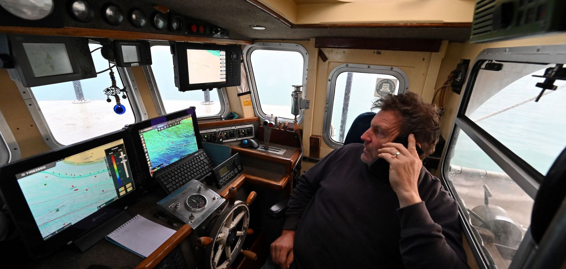 The skipper of a fishing boat on Oct. 12, 2020, off the southeast coast of England.