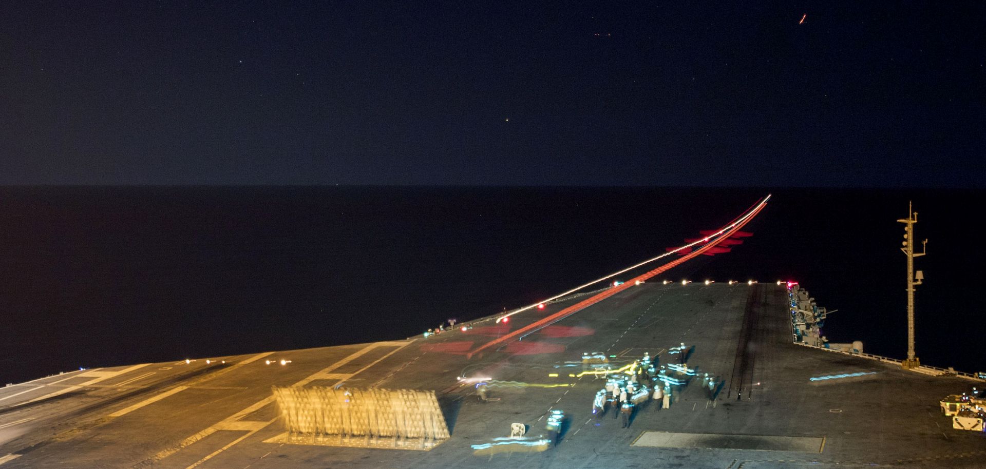 An F/A-18E Super Hornet launches May 10, 2019 in the Red Sea from the flight deck of the Nimitz-class aircraft carrier USS Abraham Lincoln.