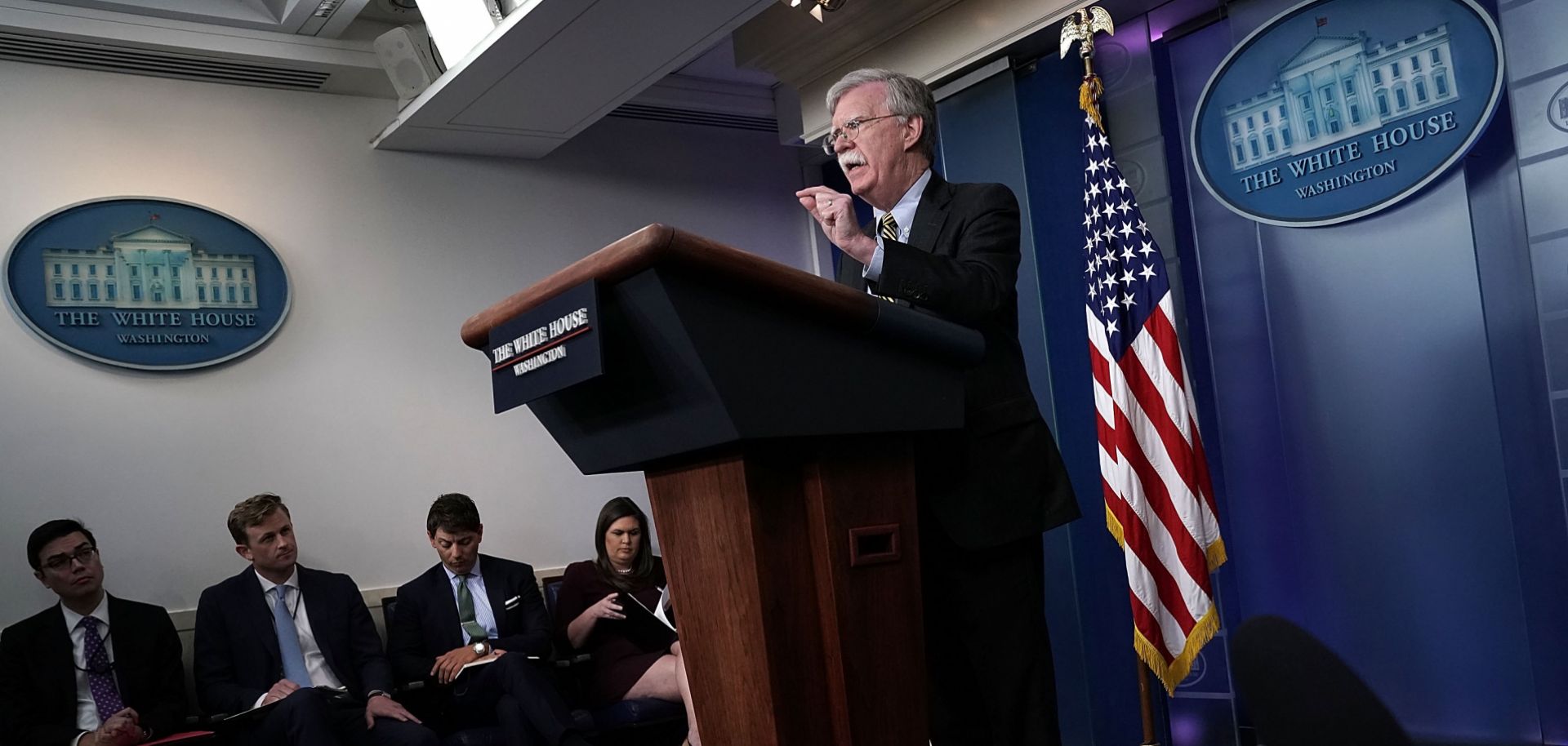 U.S. national security adviser John Bolton speaks during a White House news briefing on Oct. 3, 2018.