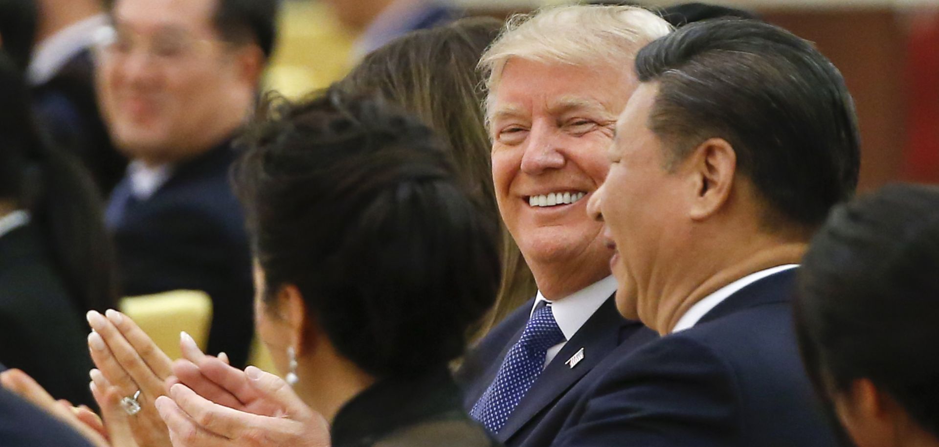 U.S. President Donald Trump attends a state dinner hosted by Chinese President Xi Jinping in 2017.