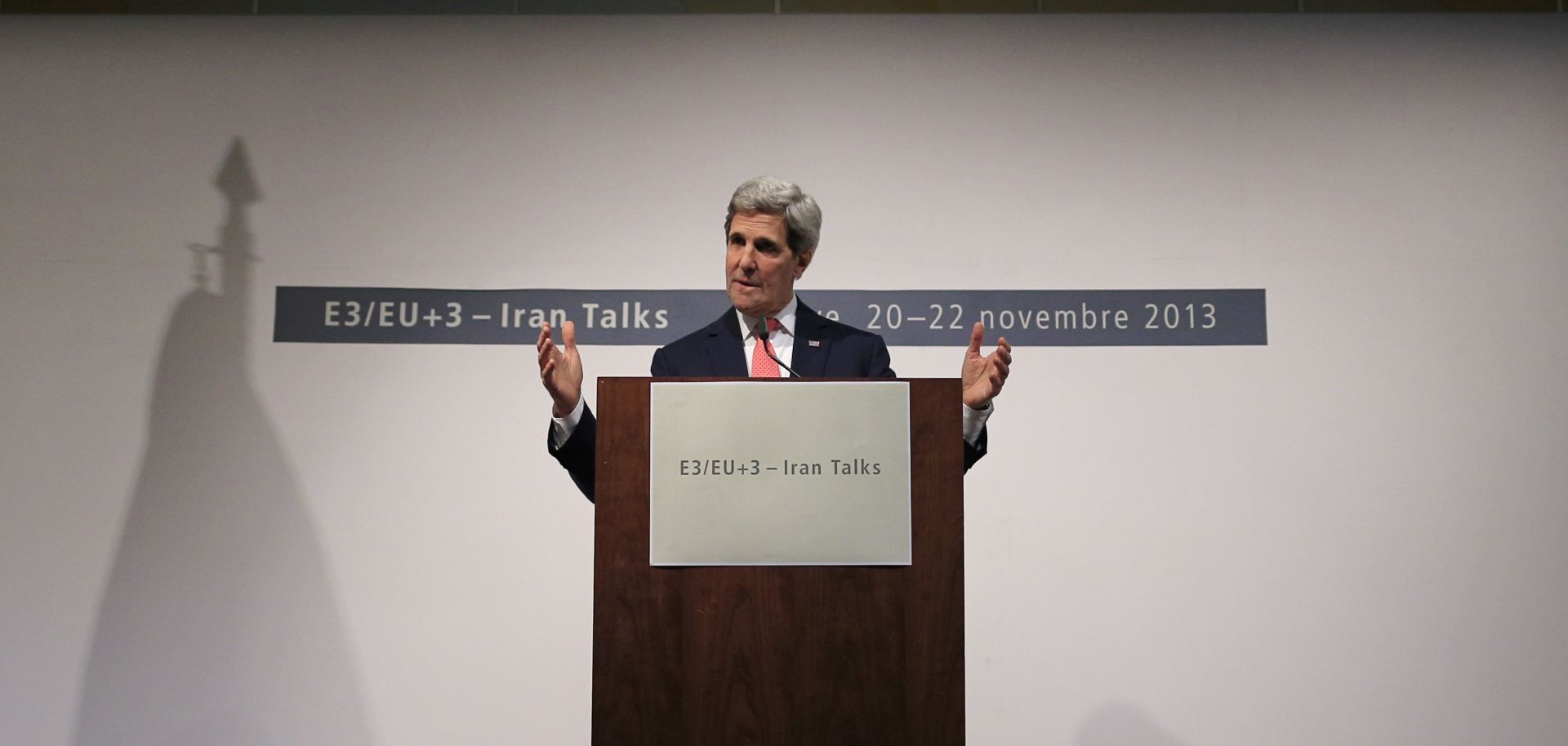 US Secretary of State John Kerry delivers a speech.
