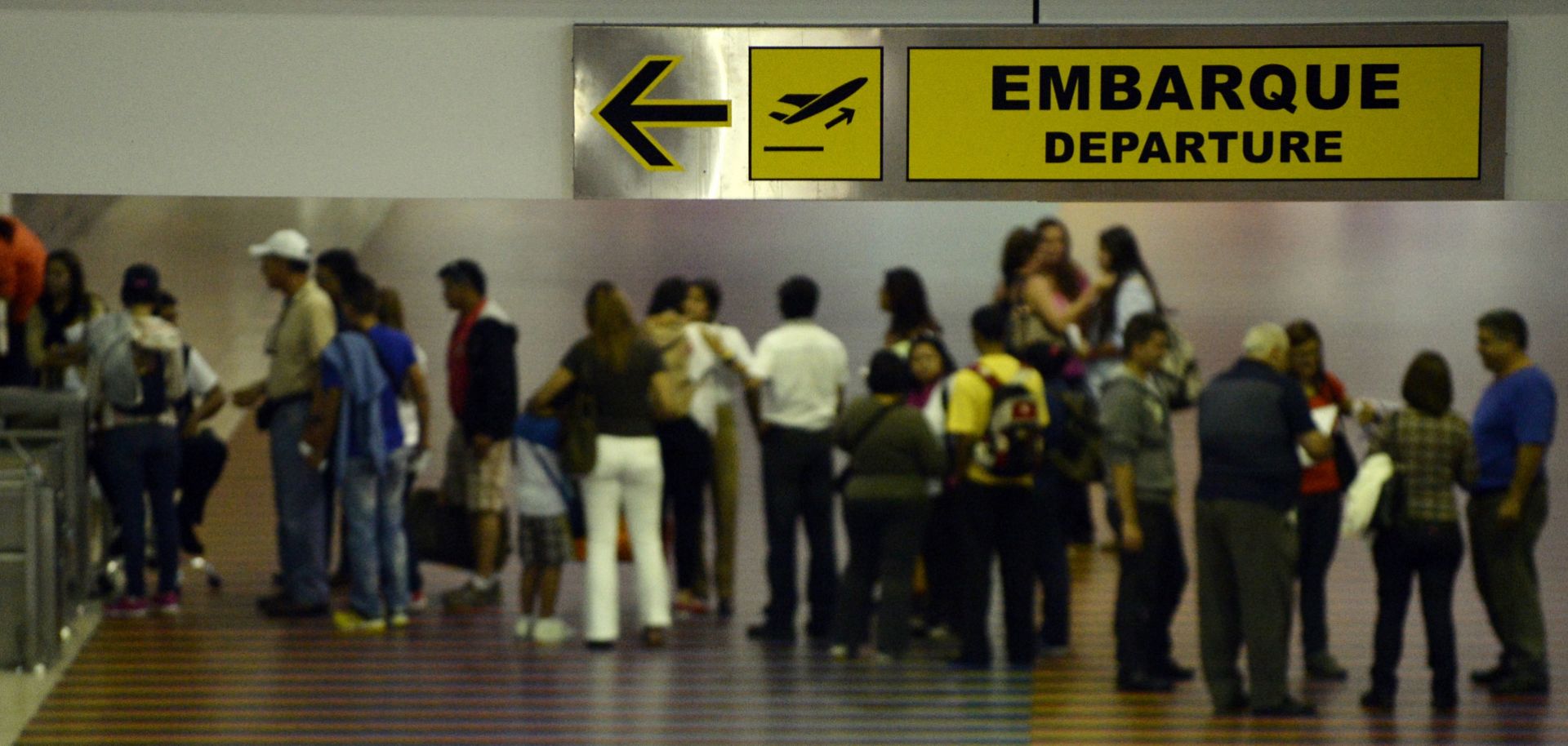 Venezuelans gather at the departure area of the Simón Bolívar International Airport in Caracas.