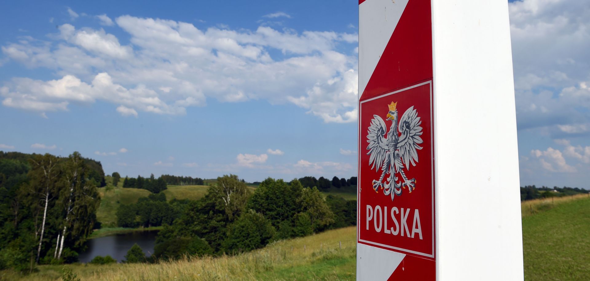 A Polish border post marks the NATO nation's frontier with alliance partner Lithuania and Russia's Kaliningrad region.