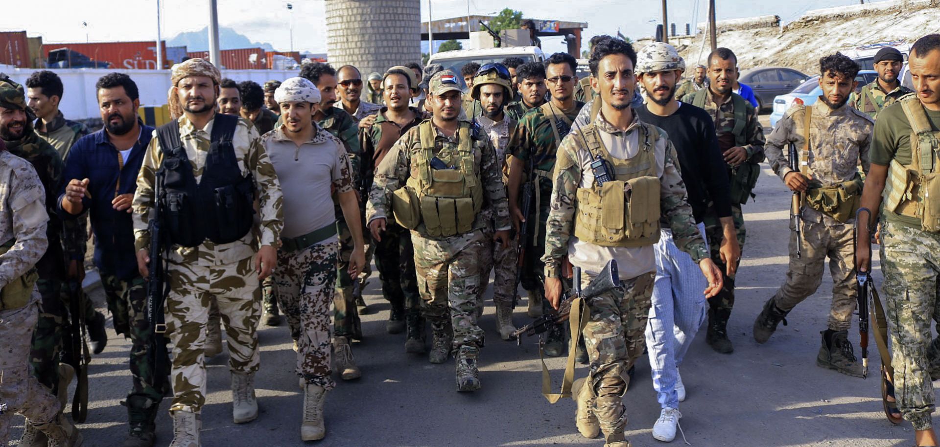 Fighters with Yemen's separatist Southern Transitional Council (STC) deploy in the city of Aden on April 26, 2020, after declaring self-rule of the country's south.