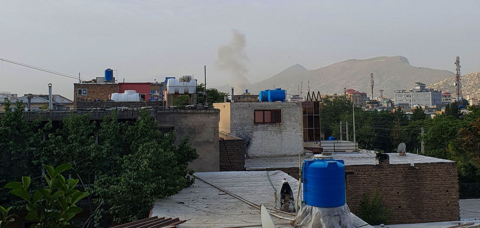 Smoke rises from a house following a July 31, 2022, U.S. drone strike in the Sherpur area of Kabul that killed al Qaeda leader Ayman al-Zawahiri.