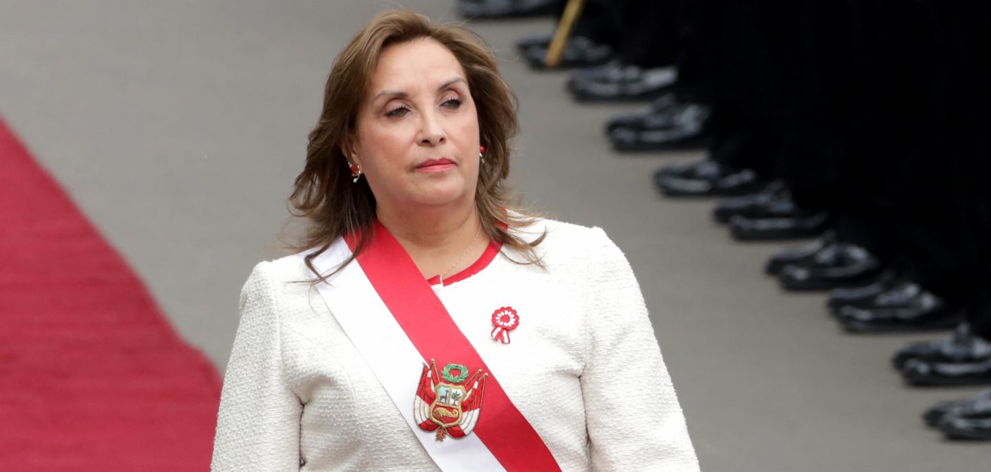 Then-Peruvian President Dina Boluarte arrives to deliver her address to the nation on Peru's Independence Day at the National Congress in Lima on July 28, 2025.