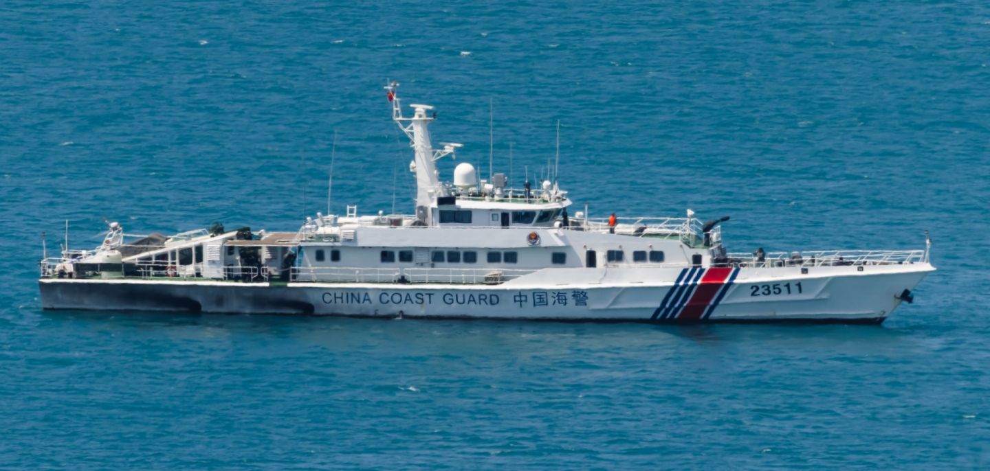 A Chinese coast guard vessel is anchored in the waters of the South China Sea on March 8, 2026 near Sanya, Hainan province, China. A Chinese coast guard vessel is anchored in the waters of the South China Sea on March 8, 2026 near Sanya, Hainan province, China.