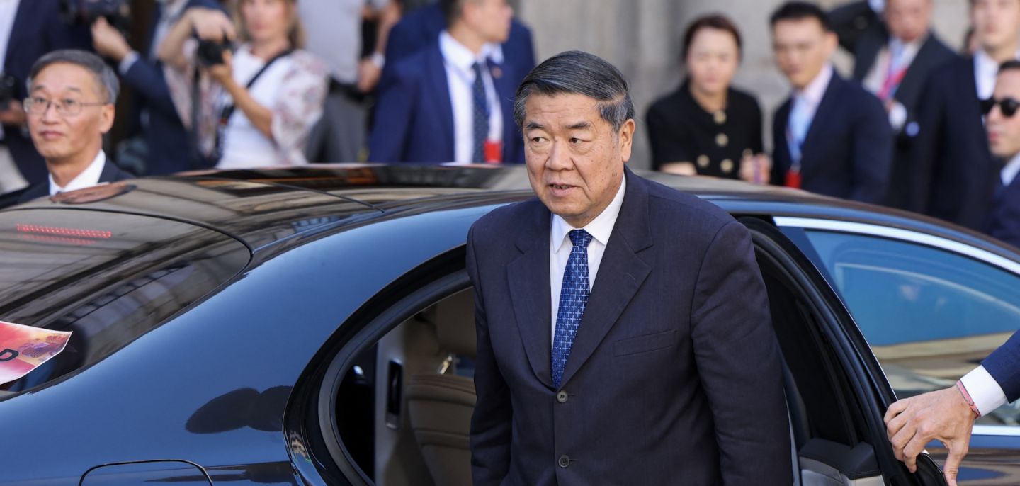 Chinese Vice Premier He Lifeng arrives for trade talks with US Secretary of the Treasury Scott Bessent at the foreign ministry in Madrid on Sept. 14, 2025.