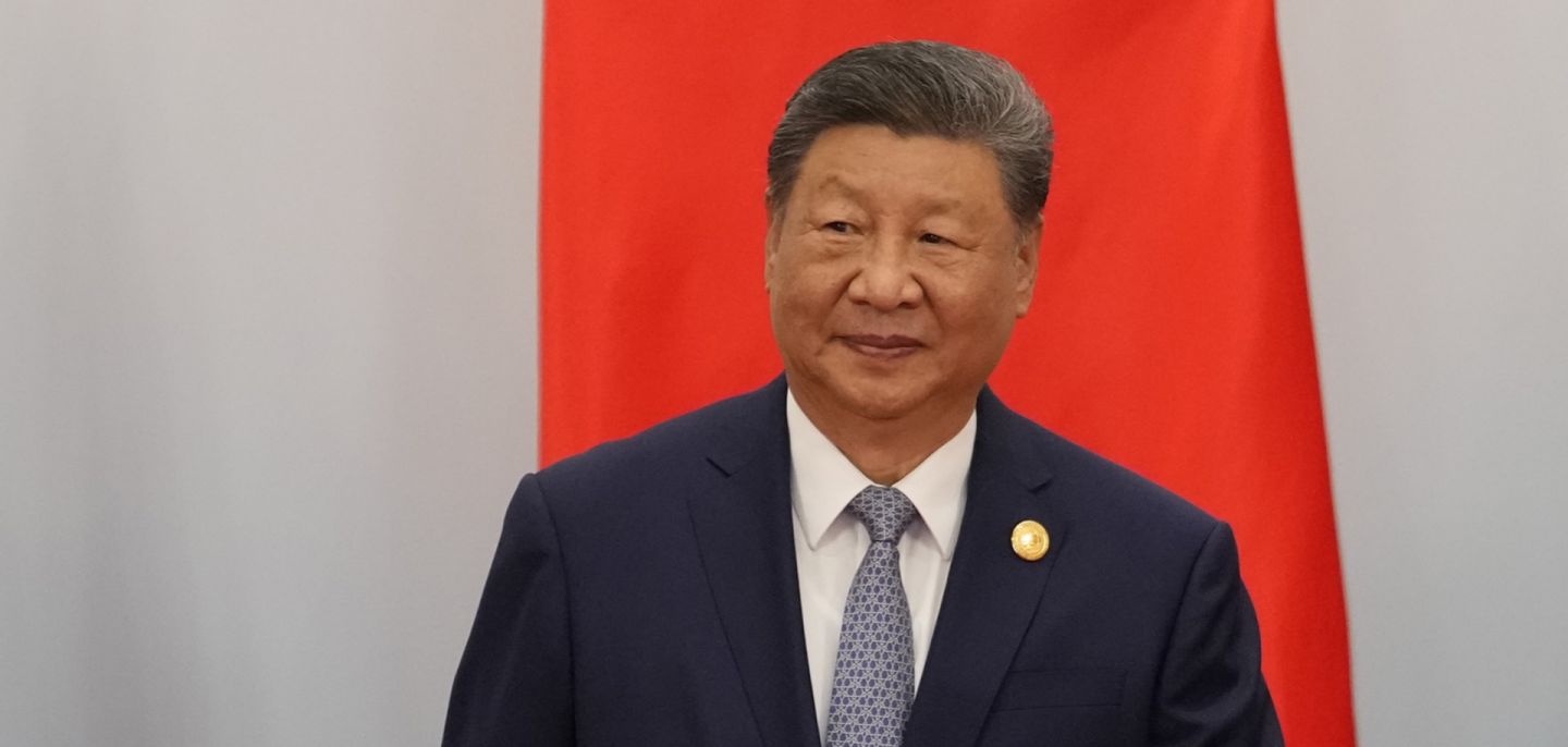 Chinese President Xi Jinping attends a photo session for participants of the Shanghai Cooperation Organization (SCO) Summit 2025 on Sept. 1, 2025, in Tianjin, China.