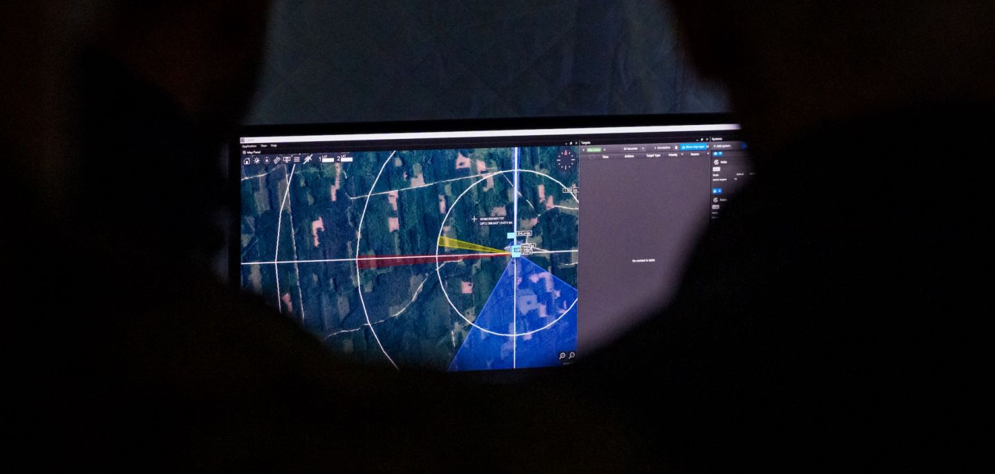 A screen is seen during the International military anti drone exercise Baltic Trust 25 (BATT25) at the Selonia (Selija) military training ground near Viesite on Aug. 27, 2025.