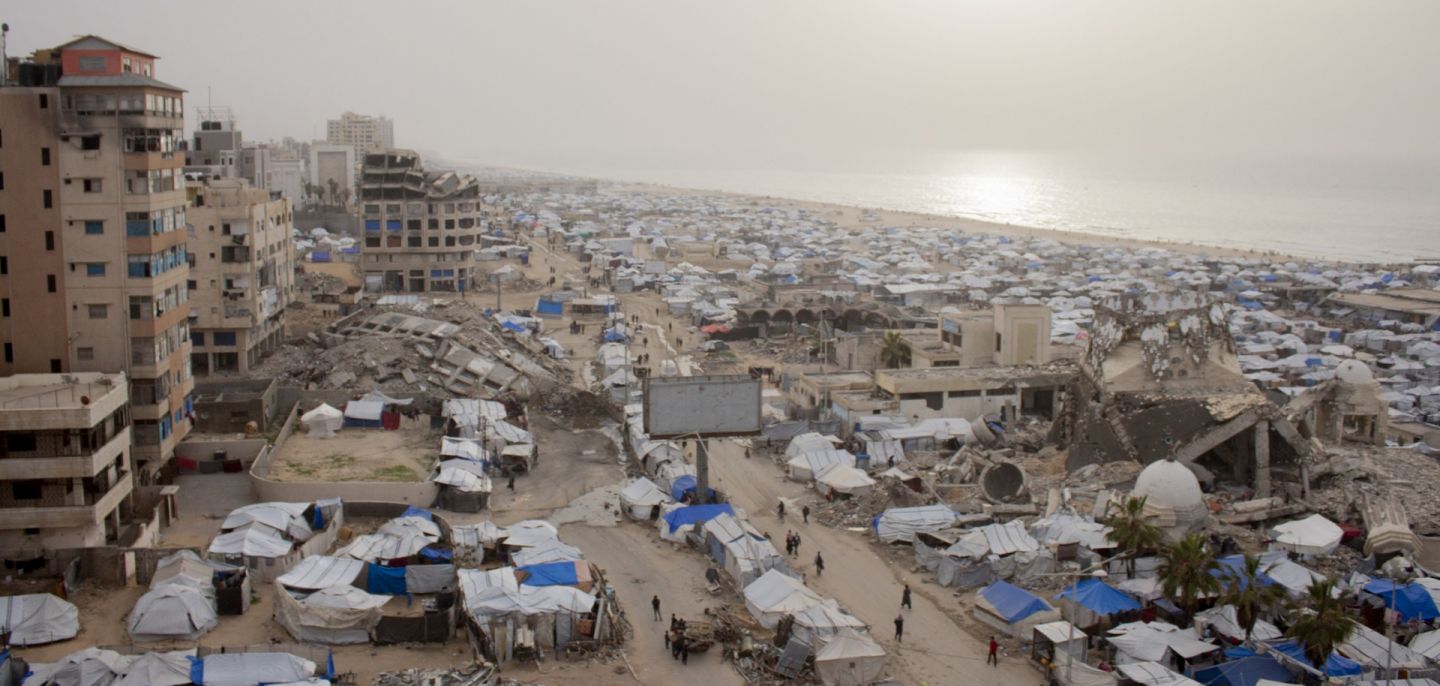 A view shows tents near the Port of Gaza in the Gaza Strip on Feb. 9, 2026. A view shows tents near the Port of Gaza in the Gaza Strip on Feb. 9, 2026.