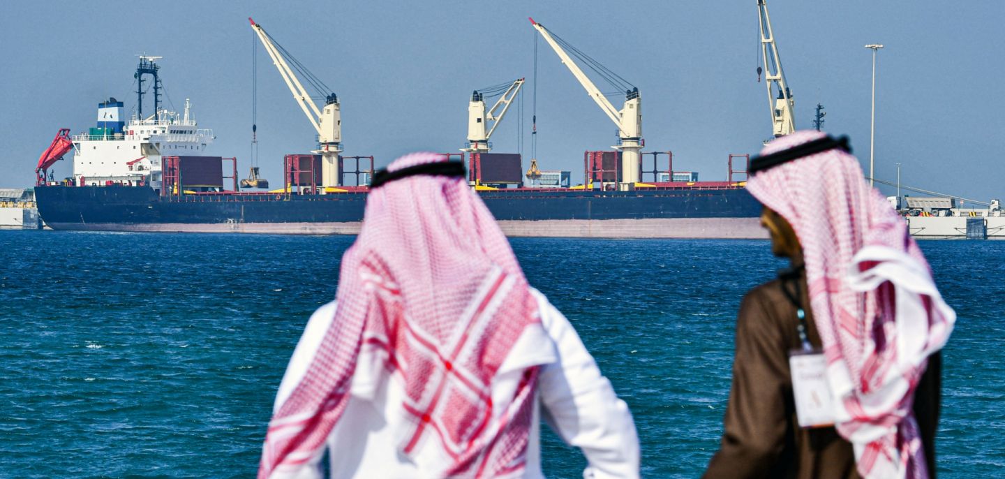 An oil tanker is seen at Saudi Arabia’s port of Ras al-Khair. 