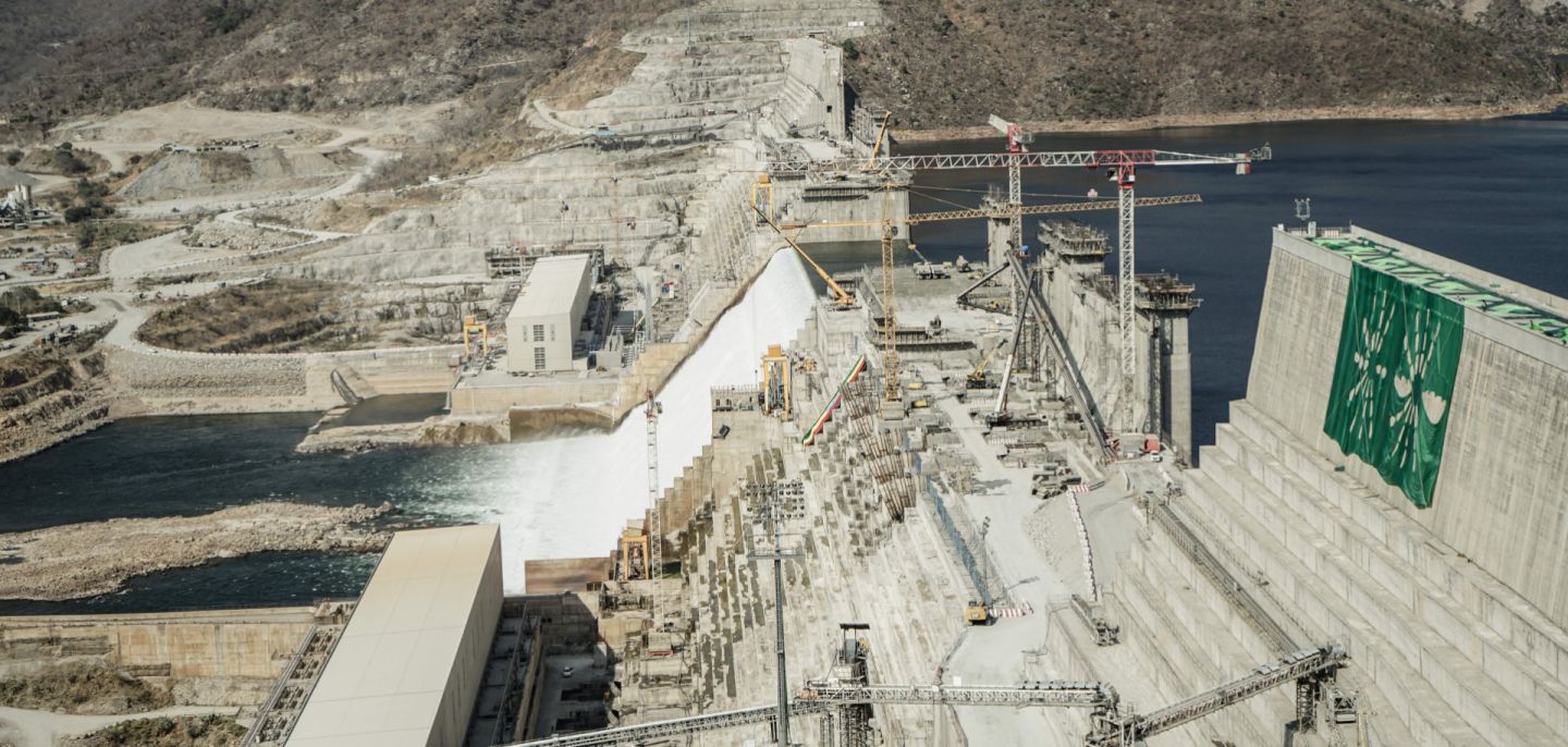 A general view shows the Grand Ethiopian Renaissance Dam (GERD) in Guba, Ethiopia, on Feb. 19, 2022. 