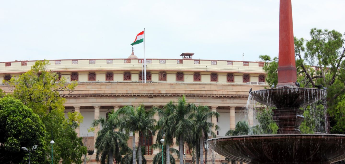 Parliament House is seen in New Delhi, India.