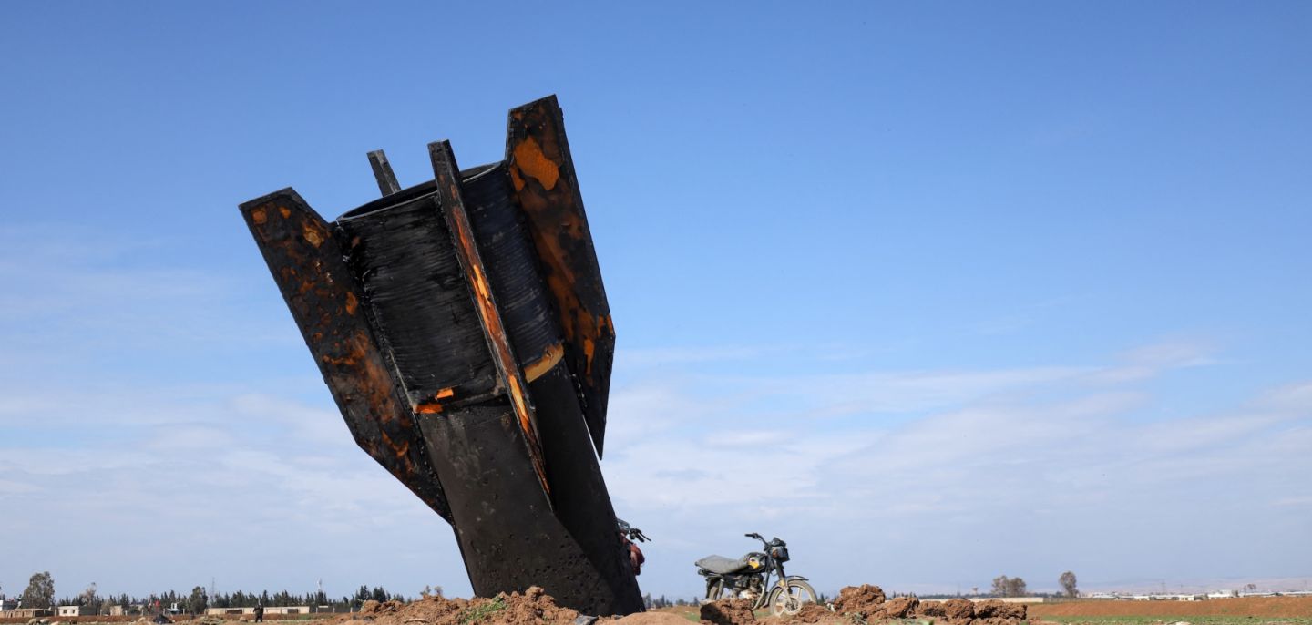 A an Iranian missile that landed March 4 near the Turkish border in the Qamishli district of al-Hasaka, Syria.