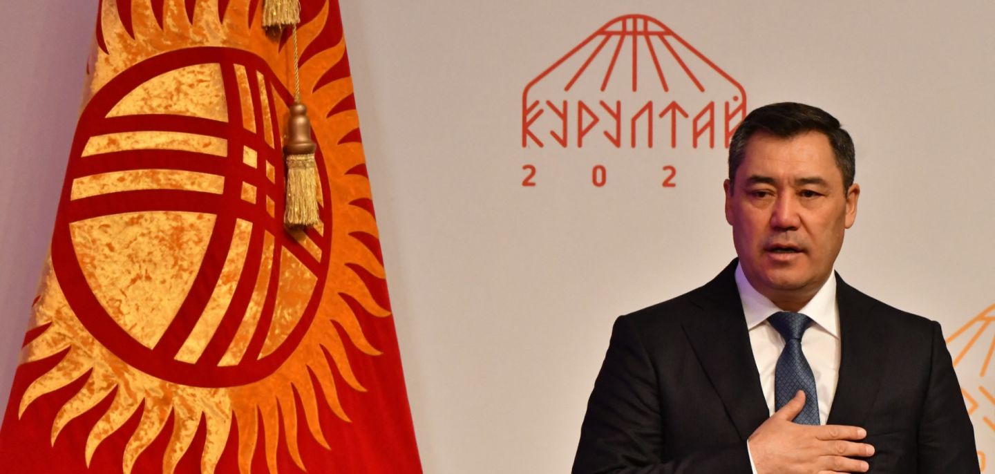 Kyrgyz President Sadyr Japarov on Dec. 15, 2023, in in Bishkek, Kyrgyzstan.
