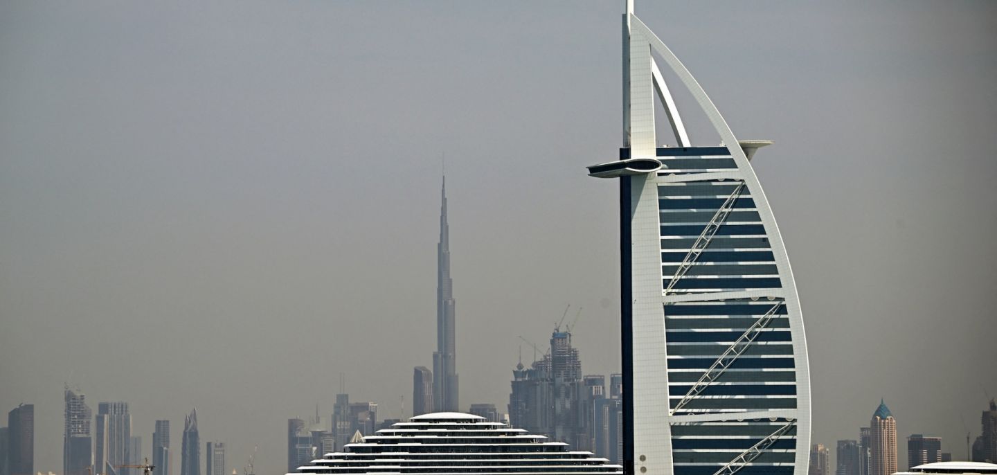 The skyline of Dubai is seen on March 11, 2026.