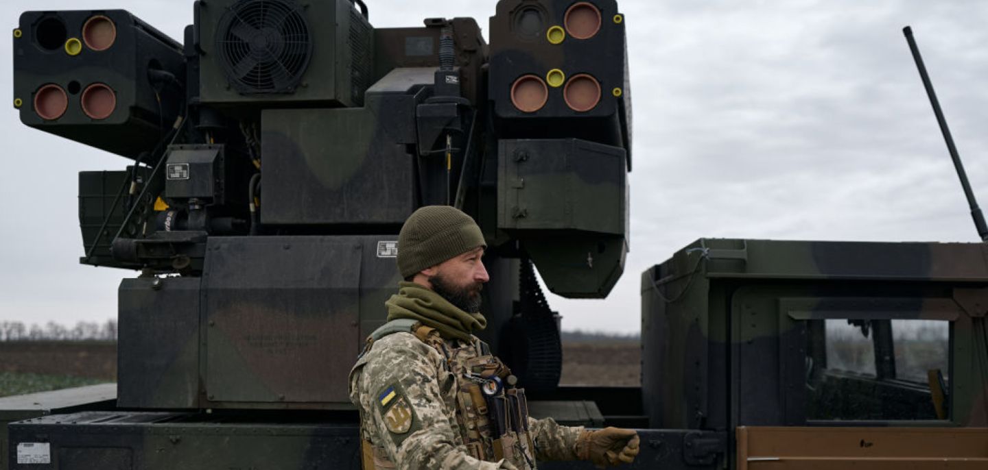 A Ukrainian soldier works on an AN/TWQ-1 Avenger anti-aircraft missile system on Nov. 28, 2023, in Kyiv, Ukraine. 