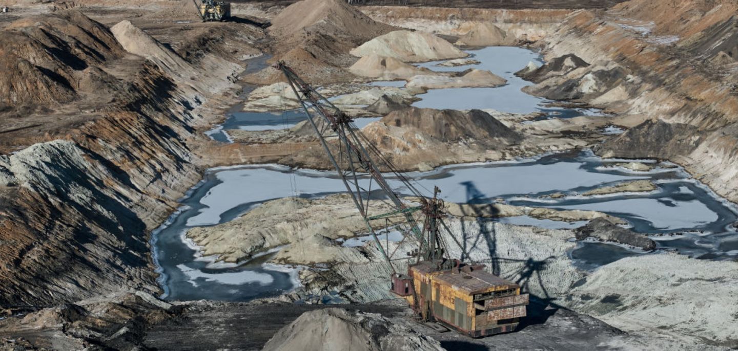 Drag-line excavator mines rare earth materials on Ukrainian soil on Feb. 25, 2025, in the Zhytomyr region of Ukraine. 