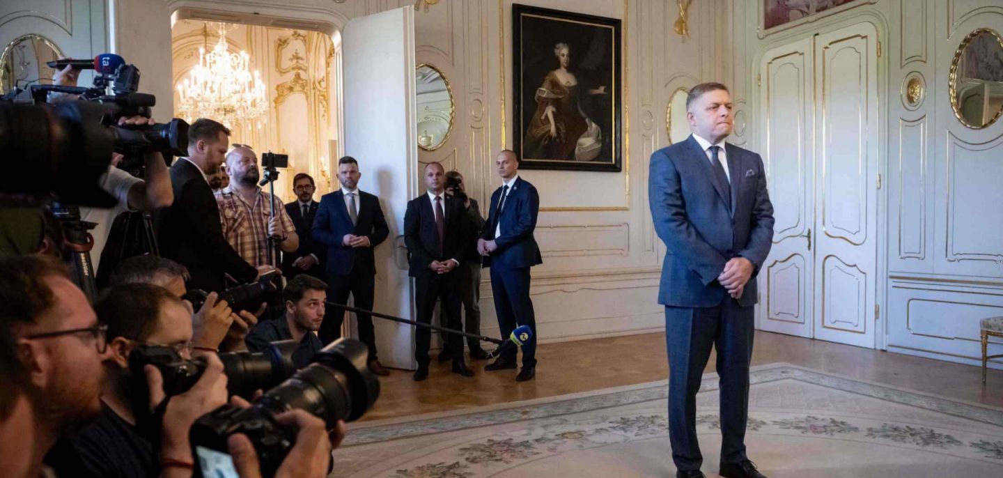 Former Slovak Prime Minister Robert Fico waits to meet the country's president in Bratislava on Oct. 2, 2023, following his Smer party's victory in Slovakia's Sept. 30 snap election. 