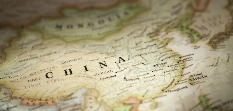 A map of China. A map of China.