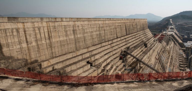 A general view of the Grand Ethiopian Renaissance Dam near Guba, Ethiopia, on Dec. 26, 2019. A general view of the Grand Ethiopian Renaissance Dam near Guba, Ethiopia, on Dec. 26, 2019.
