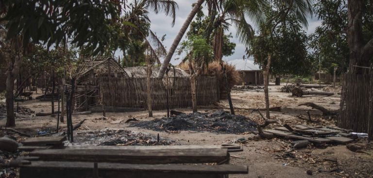 Destroyed homes are seen in the village of Aldeia da Paz outside Macomia, Mozambique, after a militant attack on Aug. 24, 2019. Destroyed homes are seen in the village of Aldeia da Paz outside Macomia, Mozambique, after a militant attack on Aug. 24, 2019.
