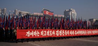 North Koreans rally in support of the Workers' Party at Kim Il Sung Square in Pyongyang on Jan. 5, 2020.