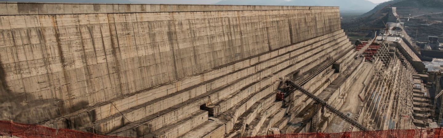 A general view of the Grand Ethiopian Renaissance Dam near Guba, Ethiopia, on Dec. 26, 2019. 