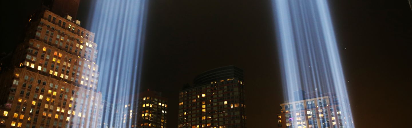 The Tribute in Light marking the 17th anniversary of the 9/11 attacks.